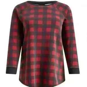 Torrid distressed red plaid sweatshirt size 0